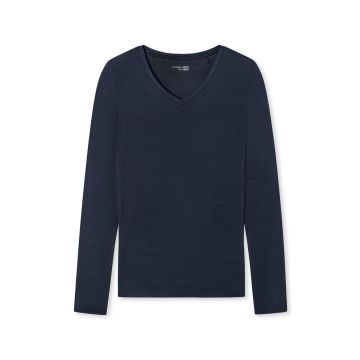 Schiesser Dames Mix&Relax Shirt lange mouw 175477  800 Blauw